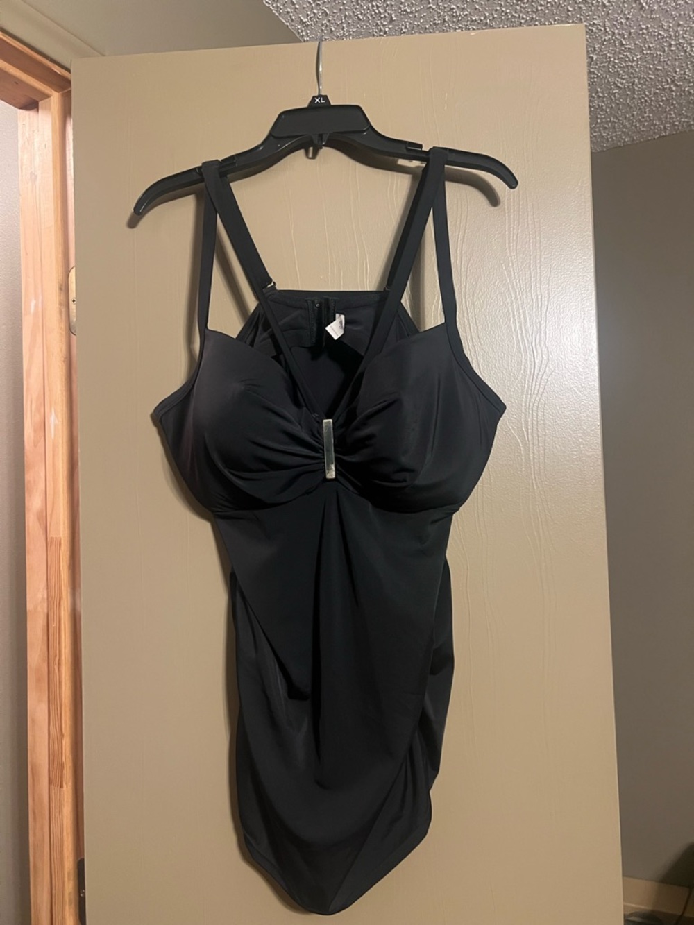 Cacique Black Tankini Top with Gold Accent